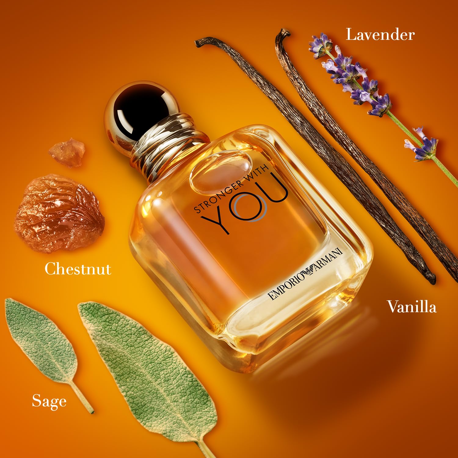 Armani Beauty Stronger With You heart notes lavender and sage captured for refined presence