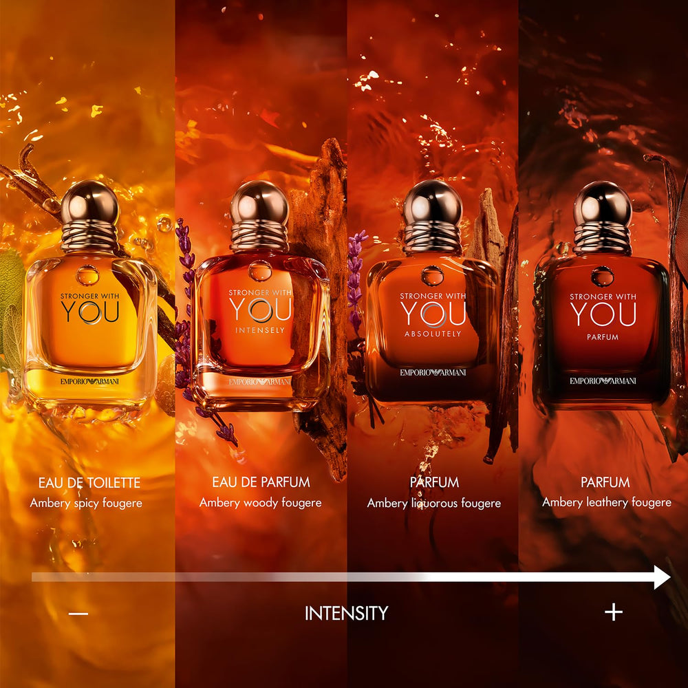 Armani Beauty Stronger With You Intensely bottle design reflects togetherness and strength.