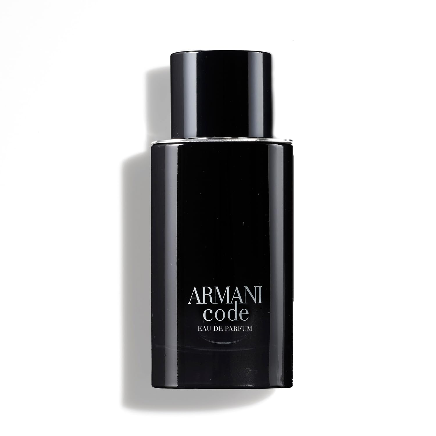 Armani Code EDP bottle with black-silver finish, premium masculine packaging for evenings.