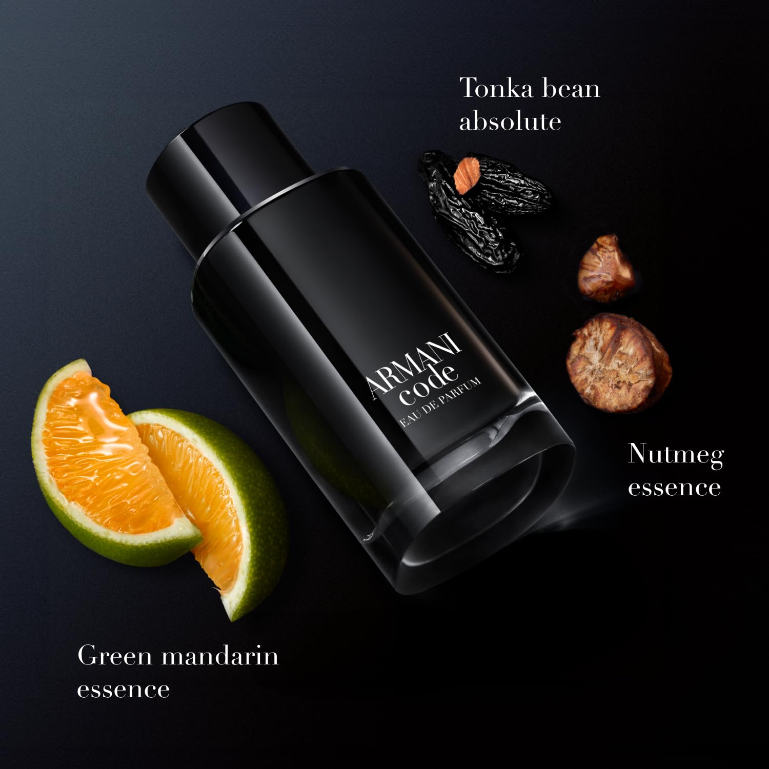 Armani Code EDP bottle cap close-up highlights refined gift-ready design.