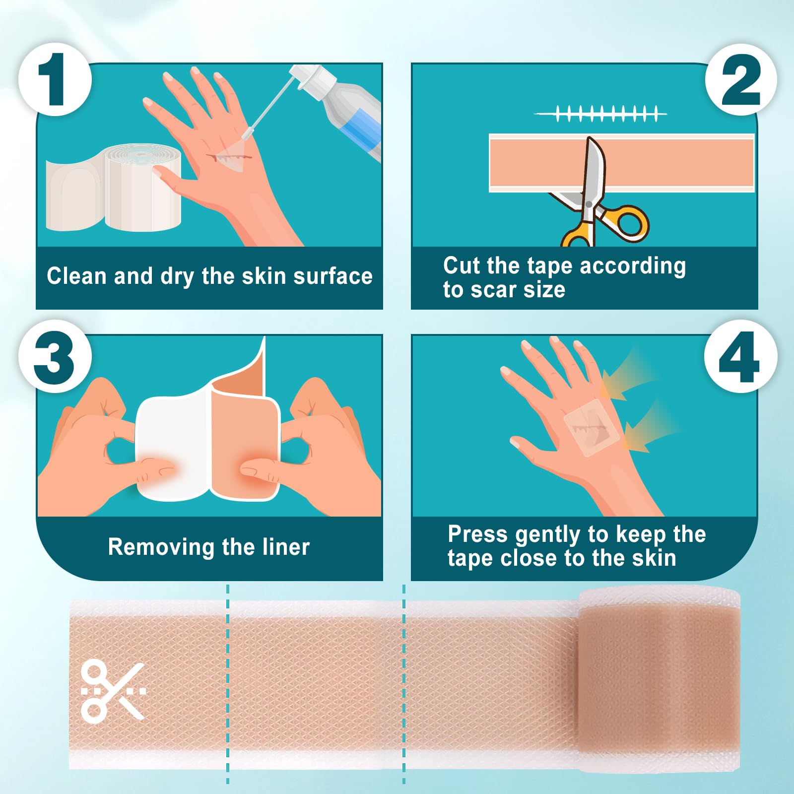 Arme silicone scar tape for C-section or abdomen scar offers gentle, protective coverage.