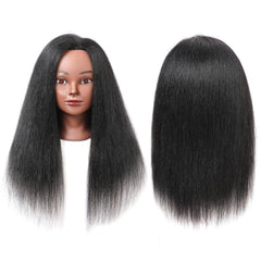 Armmu real-hair mannequin head used for professional braiding and styling practice