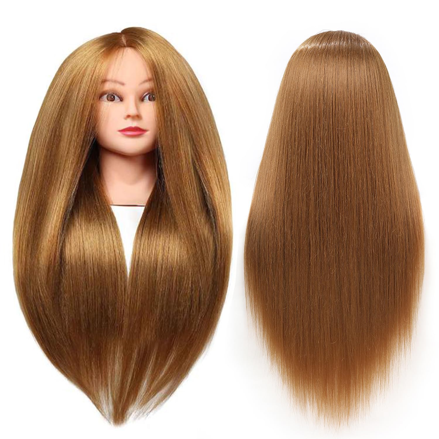 Armmu mannequin head hair length 26-28 inches for long-hair styling realism.