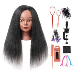 Armmu mannequin head with real hair closeup for braiding practice and hairdressing education