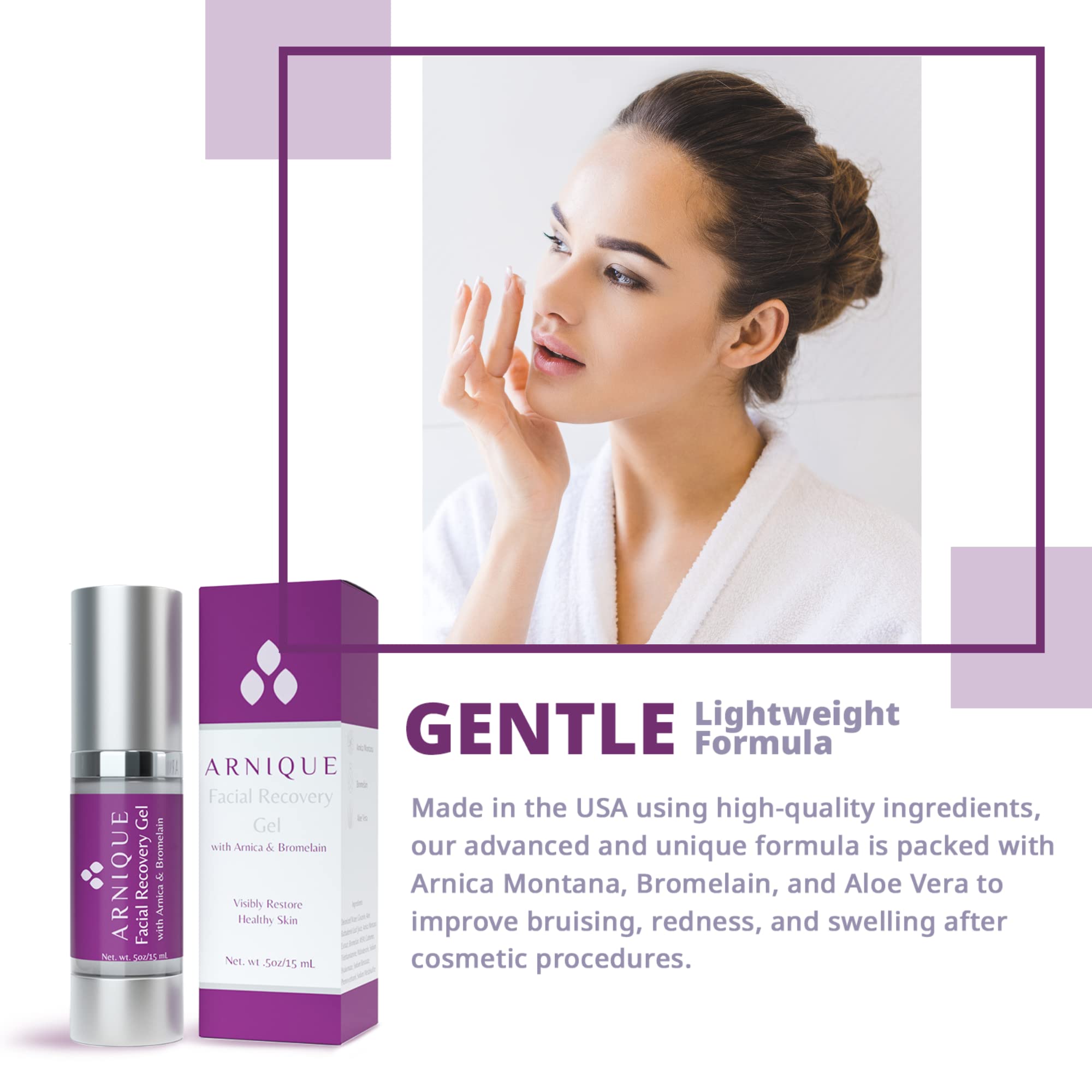 Arnique Aloe Vera gel base image suggests gentle, soothing comfort.