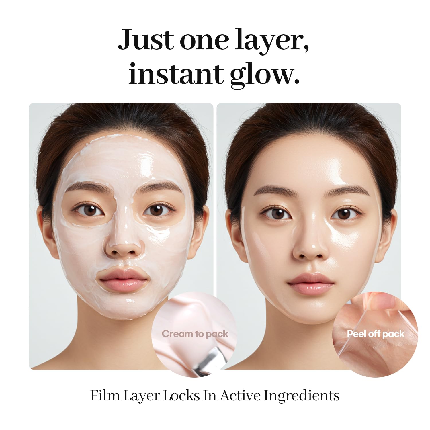 AROCELL Face mask application demo with hands applying for hydrated skin.