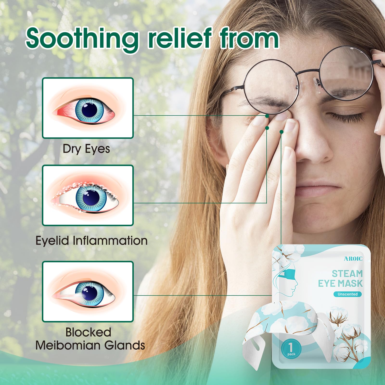AROIC steam eye masks chamomile packaging for calm breaks