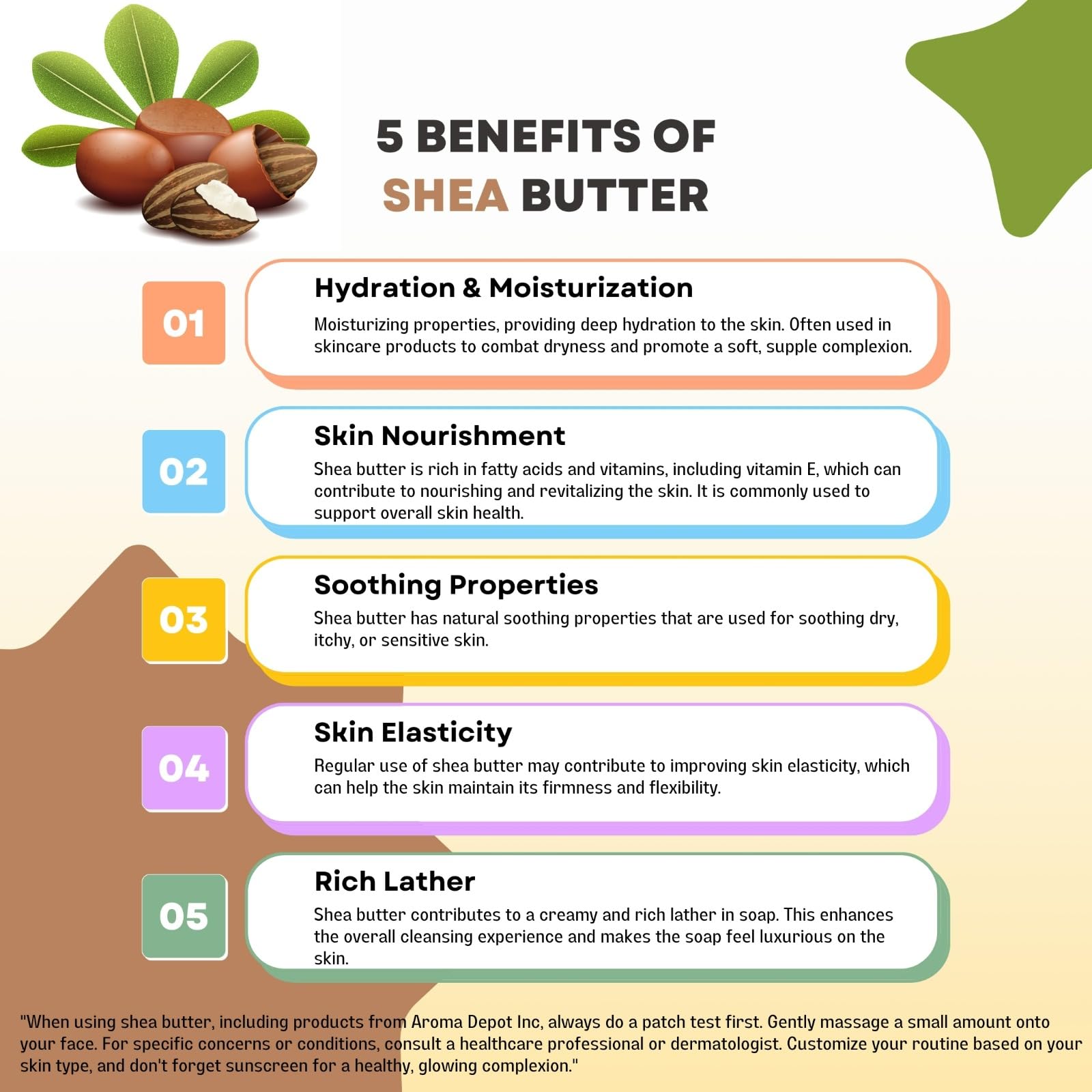 Aroma Depot Shea Butter used on face and body for daily hydration.