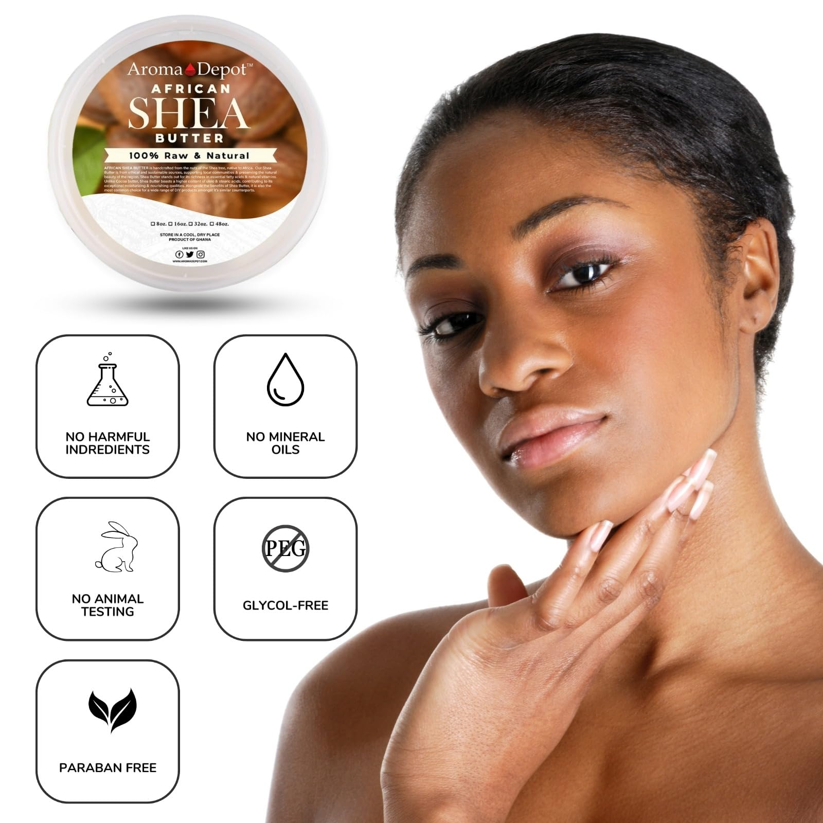 Aroma Depot Shea Butter unrefined texture close-up signals nourishing richness.