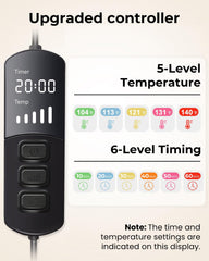 Aroma Season 5-level heat settings panel offers customizable warmth.