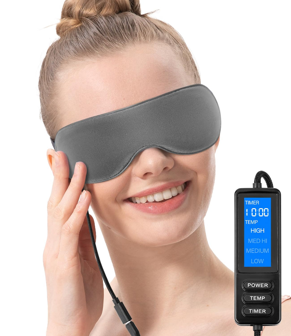 Aroma Season heated eye mask top view shows soft cotton fabric and cozy warmth.