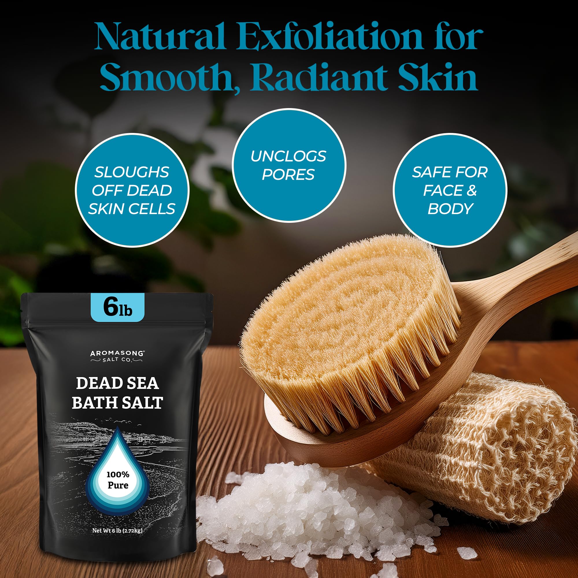 Aromasong Dead Sea Salt Body Exfoliation for gentle skin renewal.