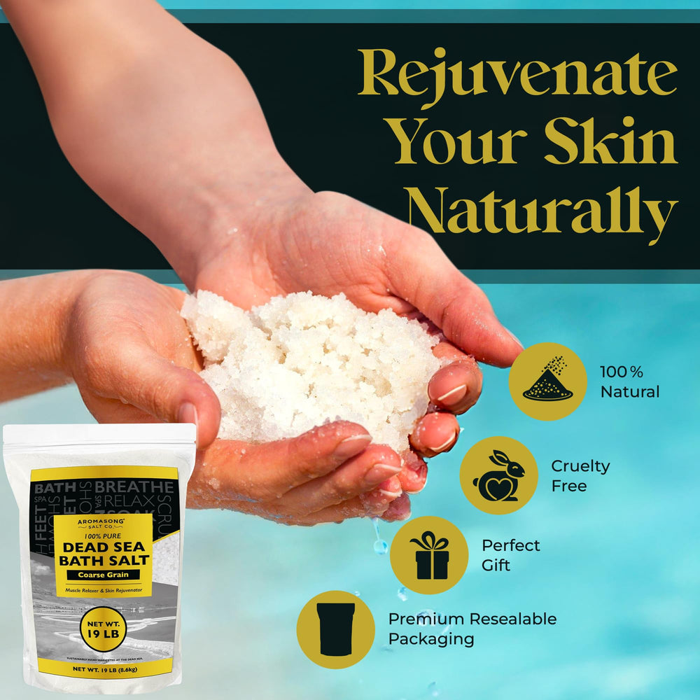 Aromasong Dead Sea Salt coarse-grain crystals ideal for a relaxing bath soak