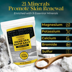 Aromasong Dead Sea Salt being poured for a soothing muscle-relief bath