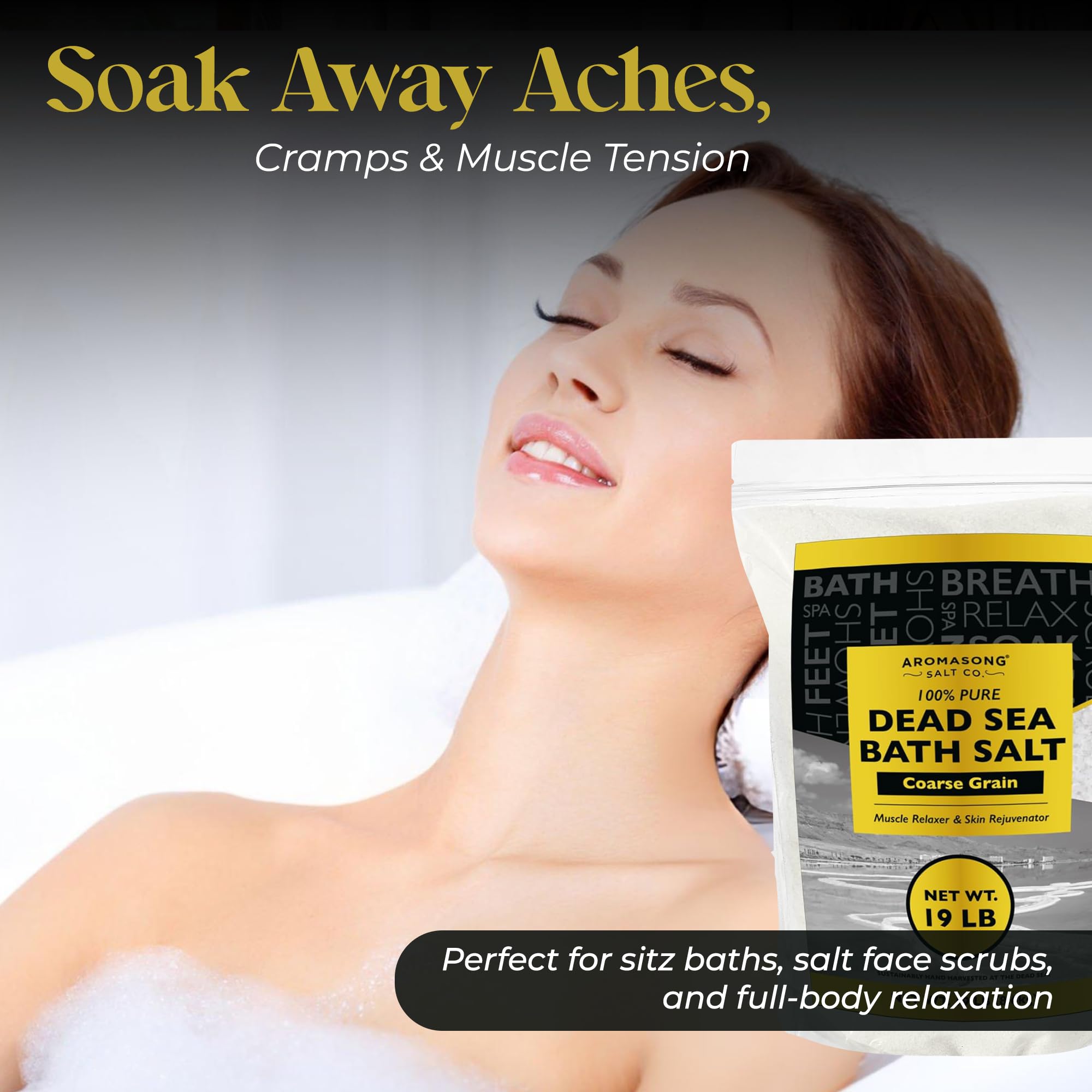 Aromasong Dead Sea Salt sitz bath setup promotes comfort and cleansing