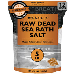 Aromasong raw dead sea salt bulk pack with crystals suitable for soaking and relaxation.
