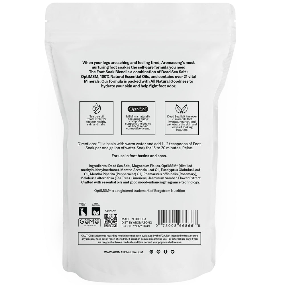 Aromasong Tea Tree Foot Soak cruelty-free badge signaling ethical care.