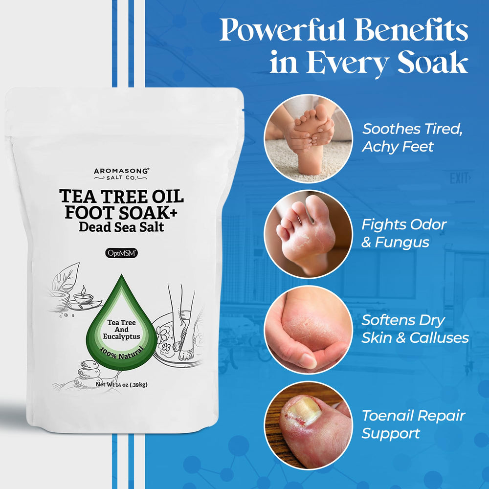 Aromasong magnesium flakes closeup showing minerals for nourished foot skin.
