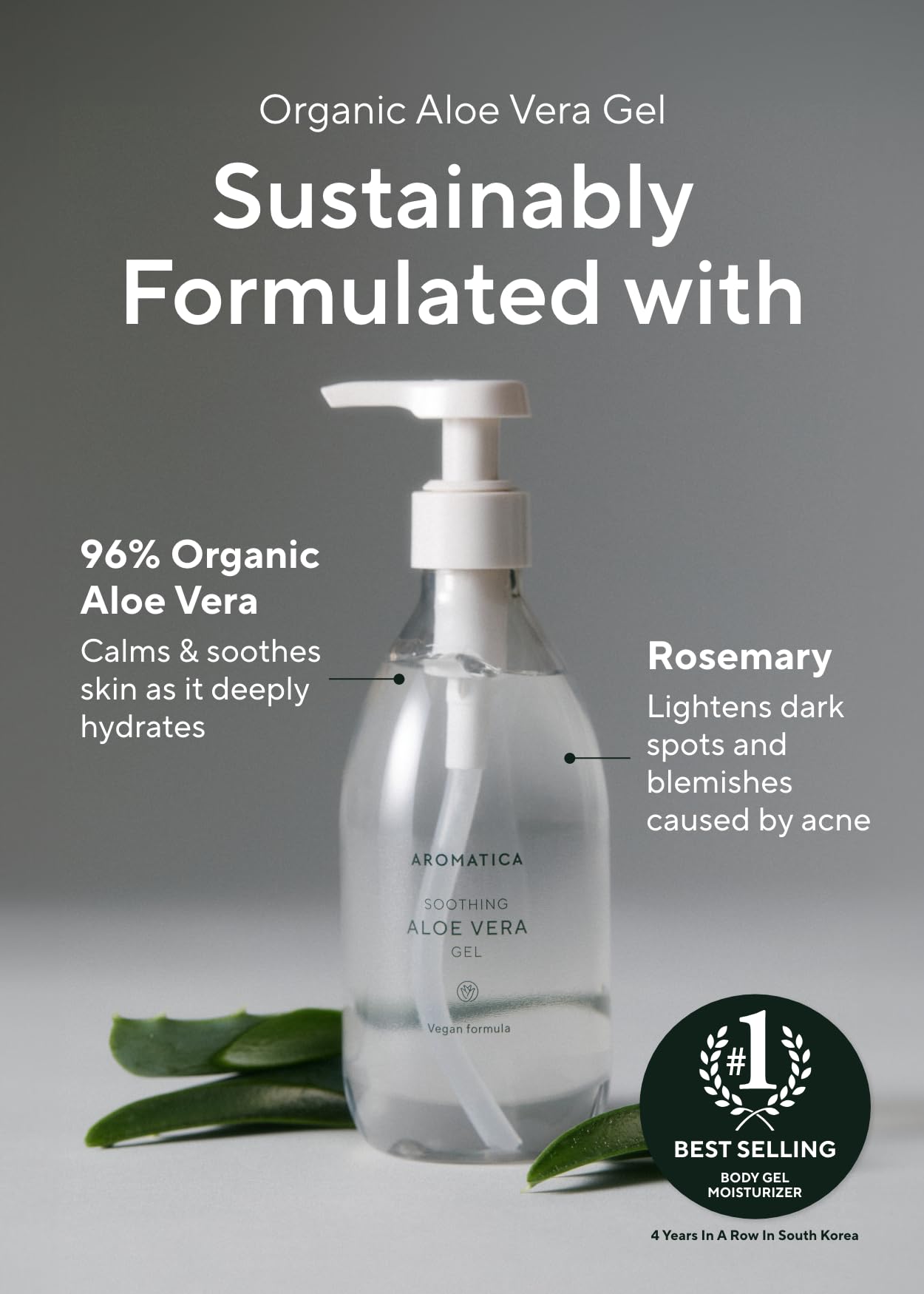 AROMATICA Aloe Vera Gel after waxing soothes irritated skin with hydration
