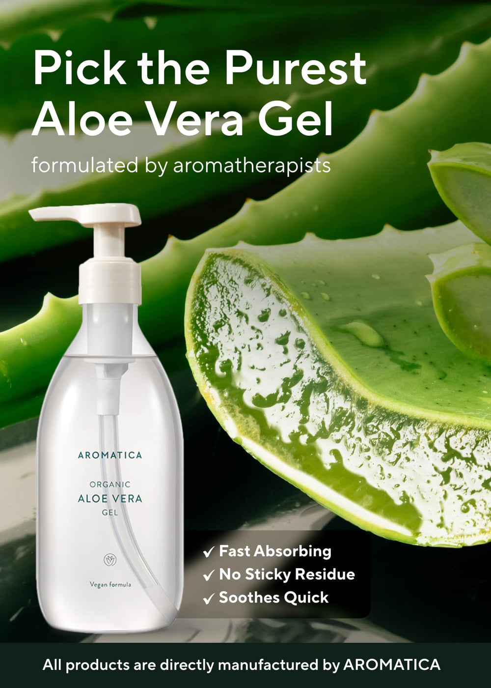 AROMATICA Aloe Vera Gel face application for cooling, refreshed skin