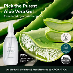 AROMATICA Aloe Vera Gel for face and hair hydration.