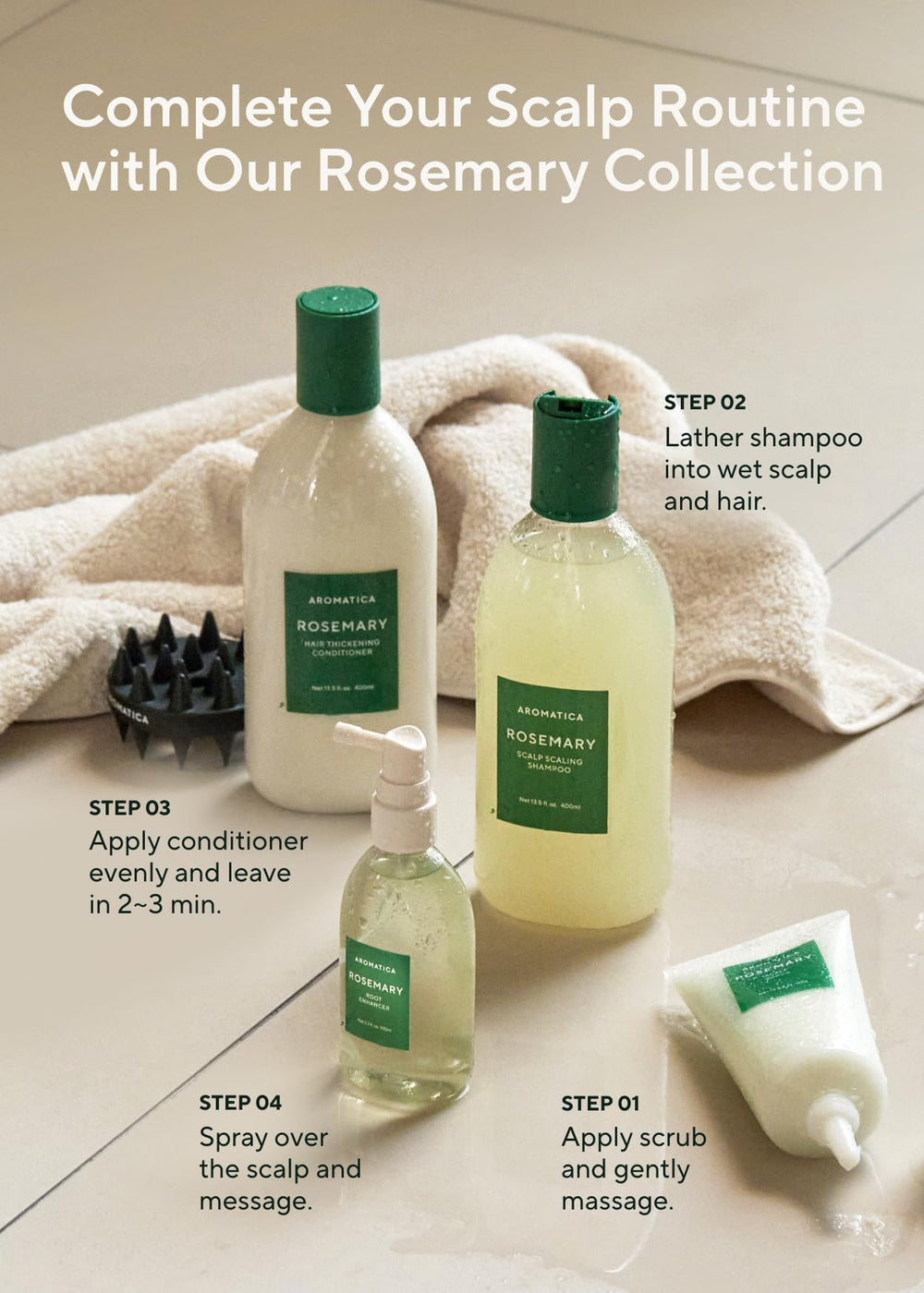 AROMATICA Dry scalp relief with deep moisturizing formula.