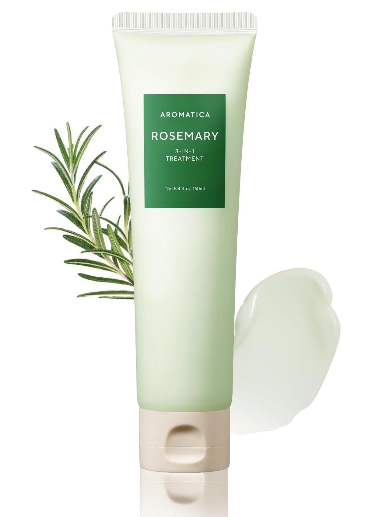 AROMATICA Rosemary 3-in-1 hair-treatment pack shot highlights nourishing formula for dry hair