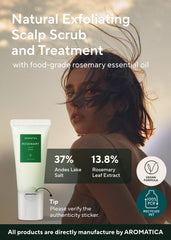 AROMATICA Rosemary essential oil drop highlights soothing aroma.