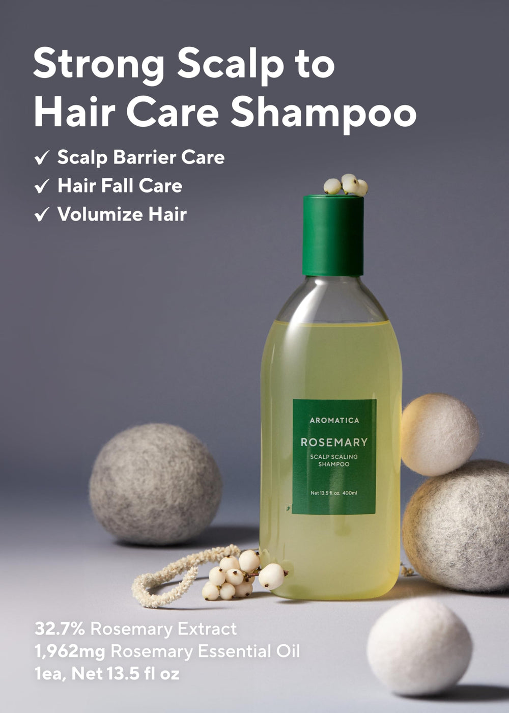 AROMATICA Rosemary Hair Care Routine scene suggesting growth-friendly regimen