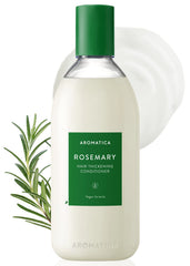 AROMATICA rosemary hair thickening conditioner bottle delivers deep hydration for dry hair.