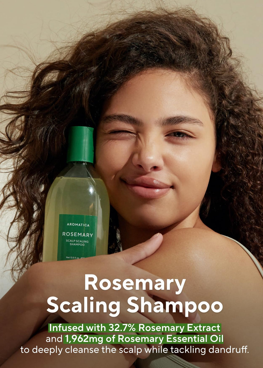 AROMATICA rosemary-scalp-shampoo-lather-foam demonstrates easy rinse and volumizing feel