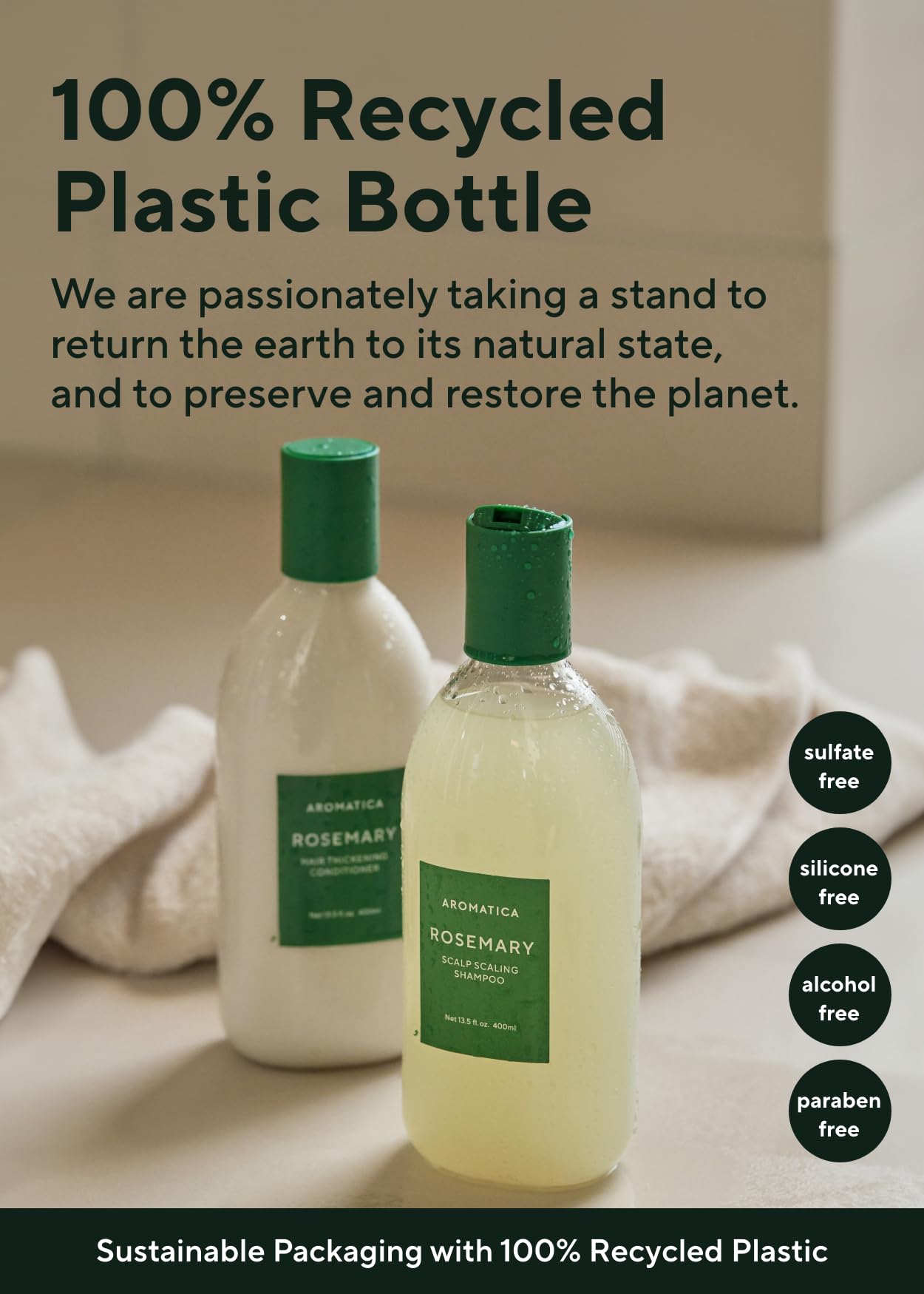 AROMATICA Rosemary Scalp Shampoo massaged into scalp for circulation support.