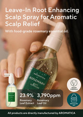 AROMATICA Rosemary Water Spray mist offers convenient scalp refreshment.
