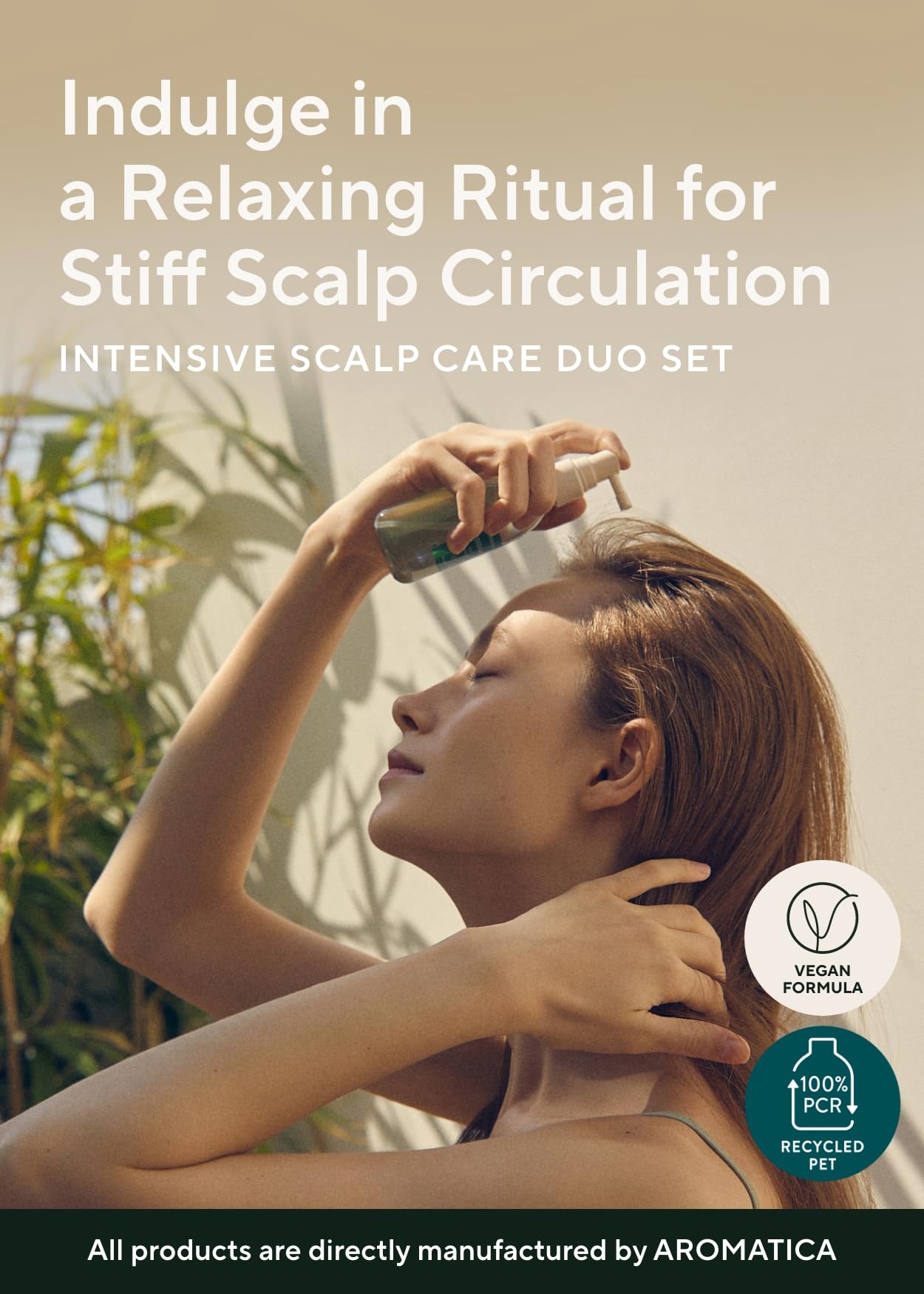 AROMATICA wooden scalp massager in use promotes gentle scalp relief.