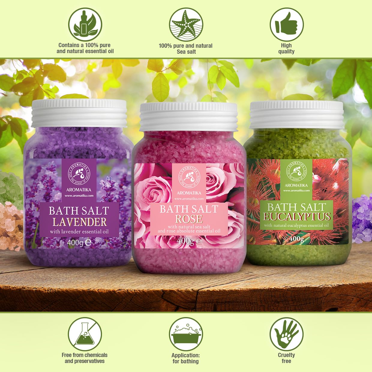 AROMATIKA bath salts set packaging—gift-ready spa experience.