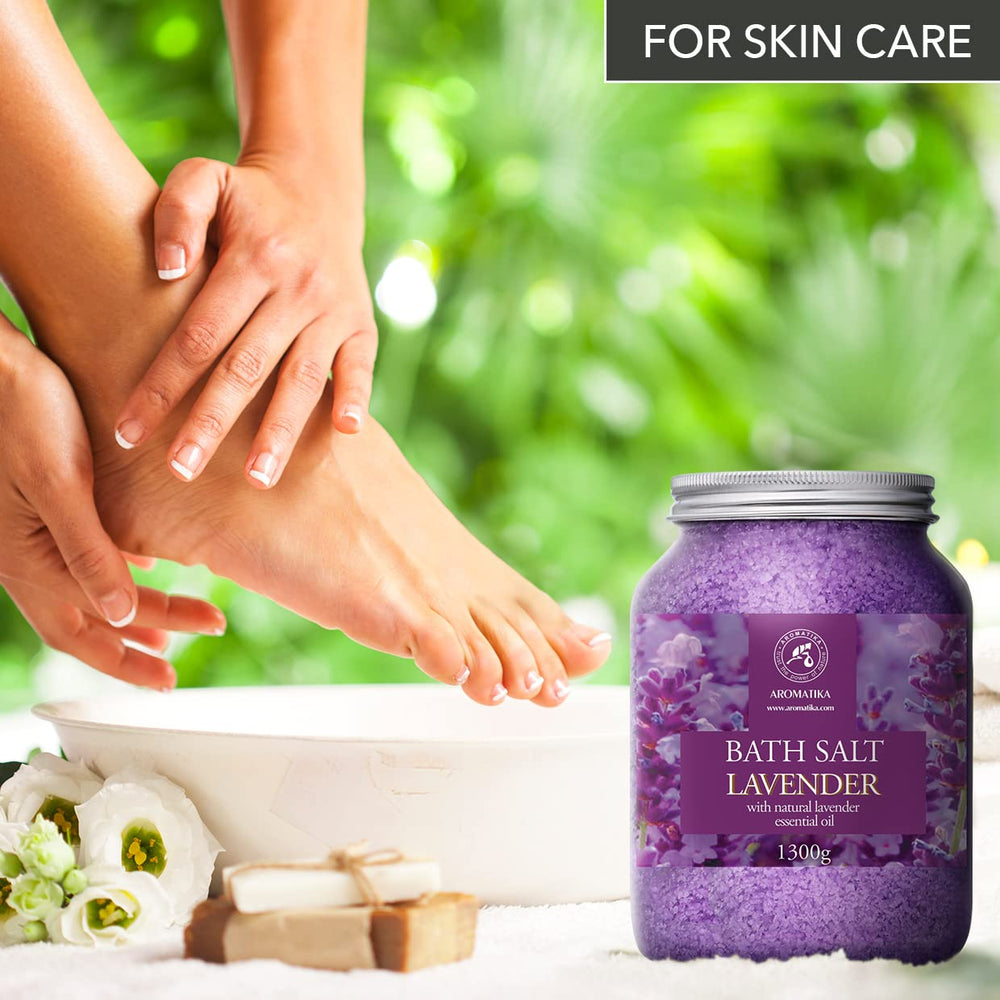 AROMATIKA lavender flowers with salts illustrating natural ingredients for gentle skin care