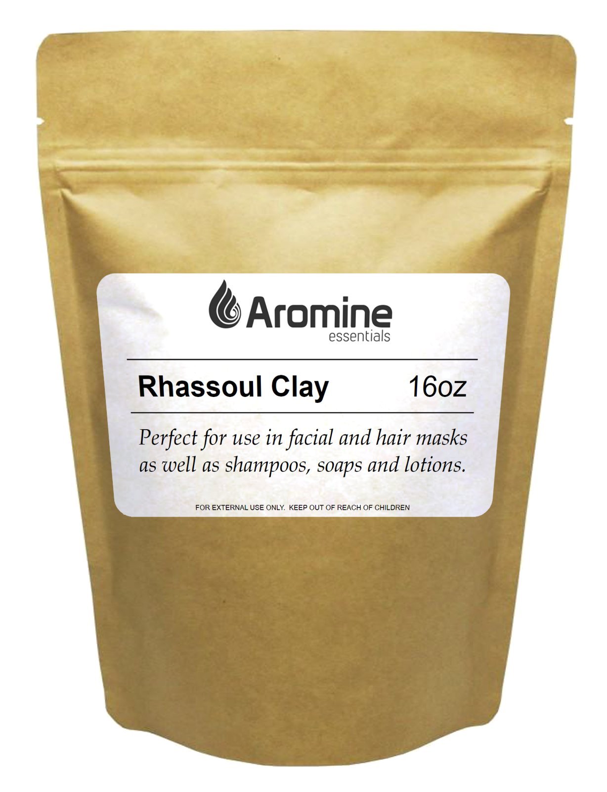 Aromine Rhassoul clay powder tub for nourishing skincare and natural cleansing
