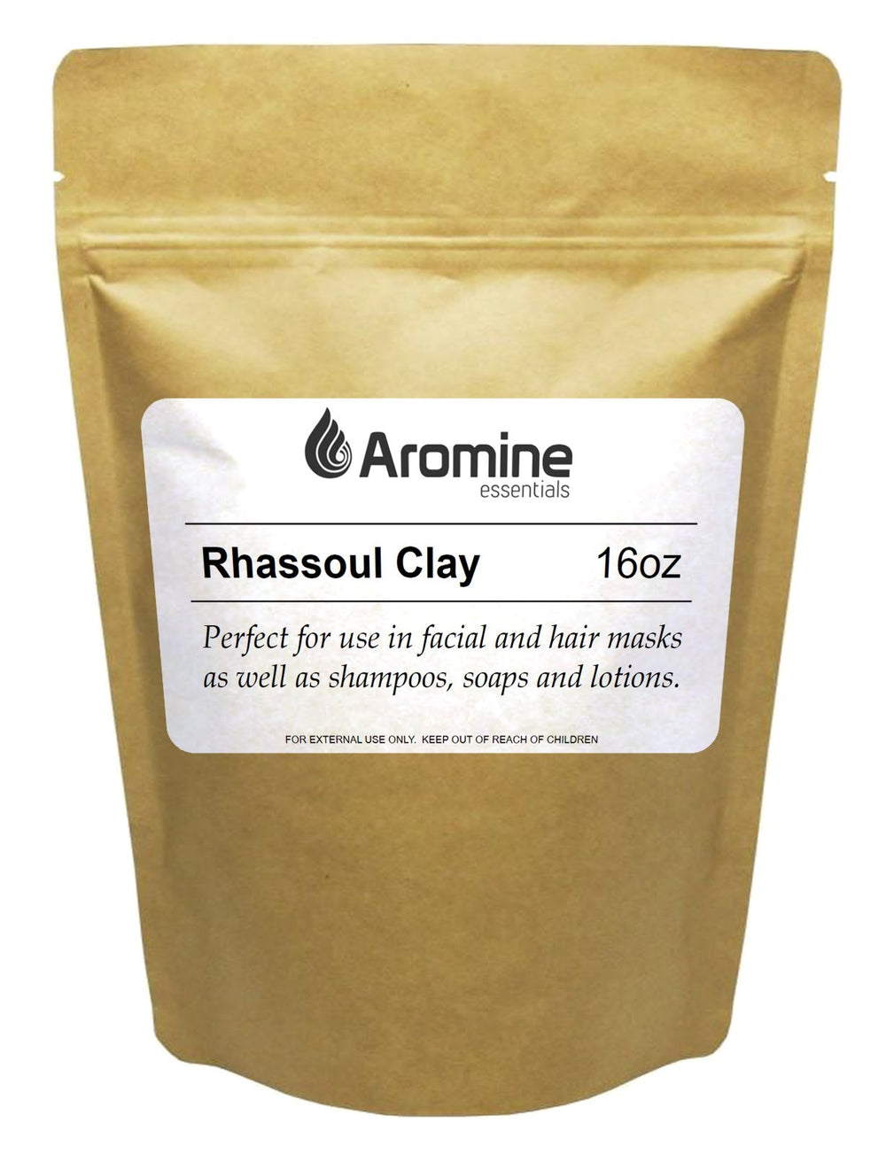 Aromine Rhassoul clay powder tub for nourishing skincare and natural cleansing