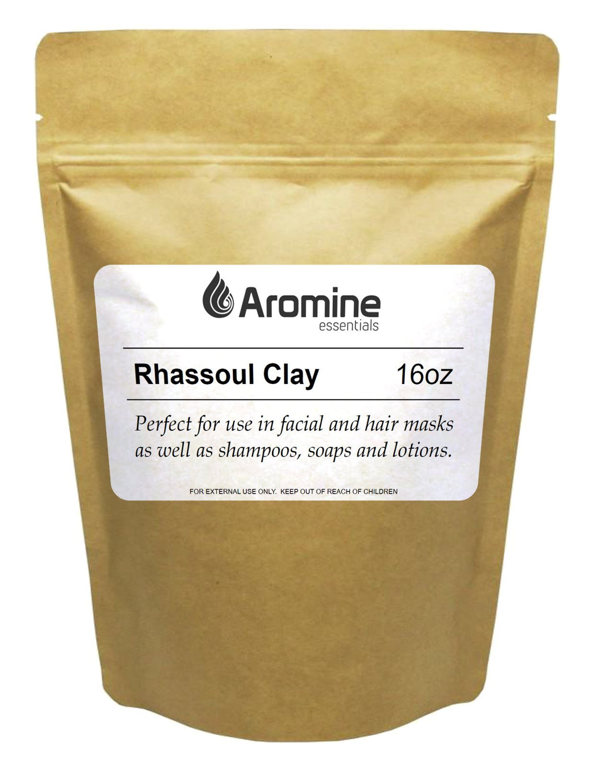 Aromine Rhassoul clay powder tub for nourishing skincare and natural cleansing