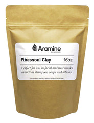 Aromine Rhassoul clay powder tub for nourishing skincare and natural cleansing