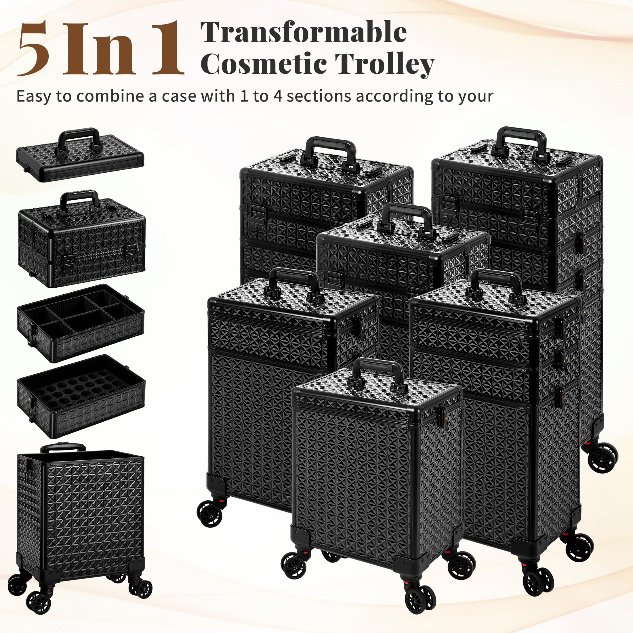 AROUS bottom storage space accommodates large tools and cosmetics.