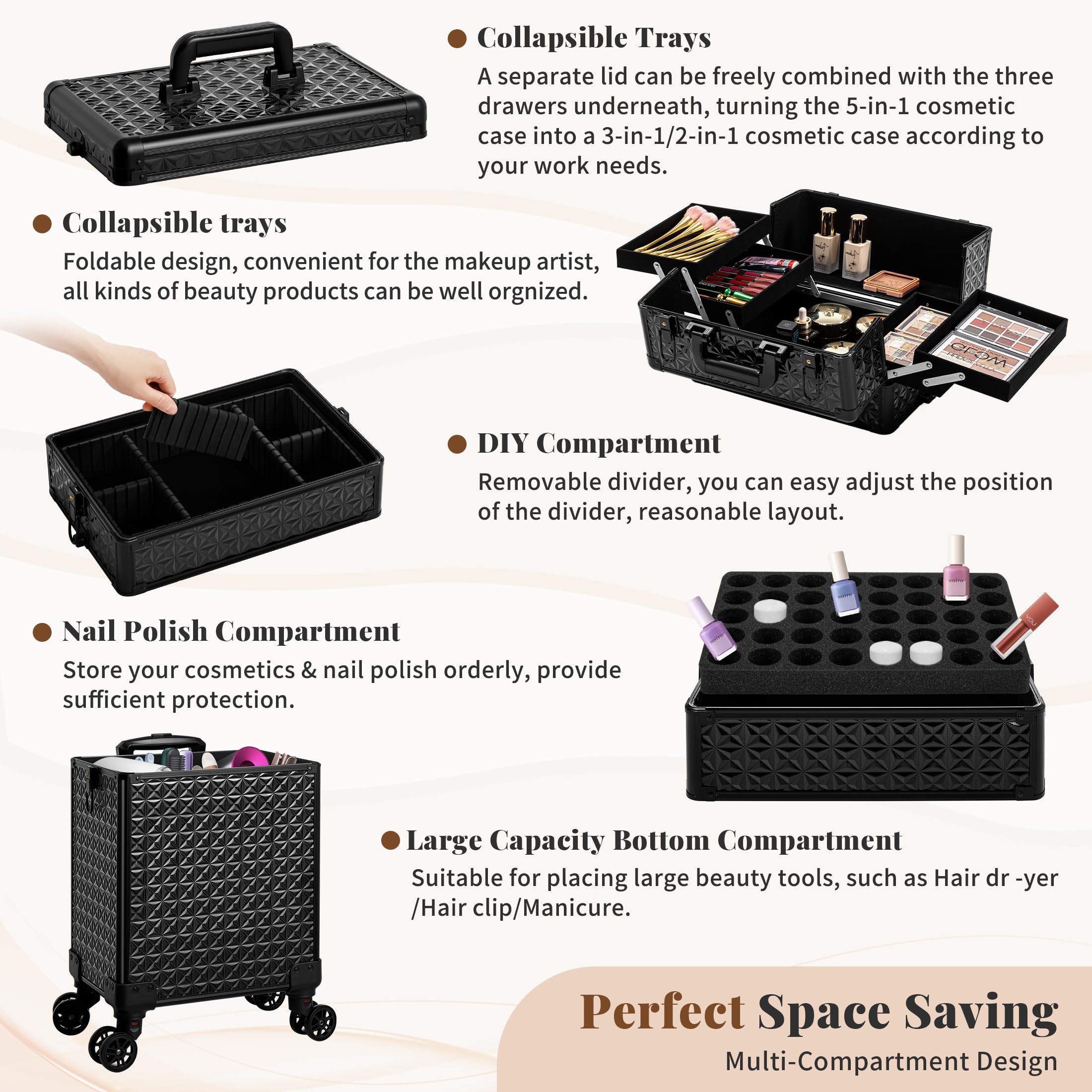 AROUS convertible travel case to suitcase mode for short trips.