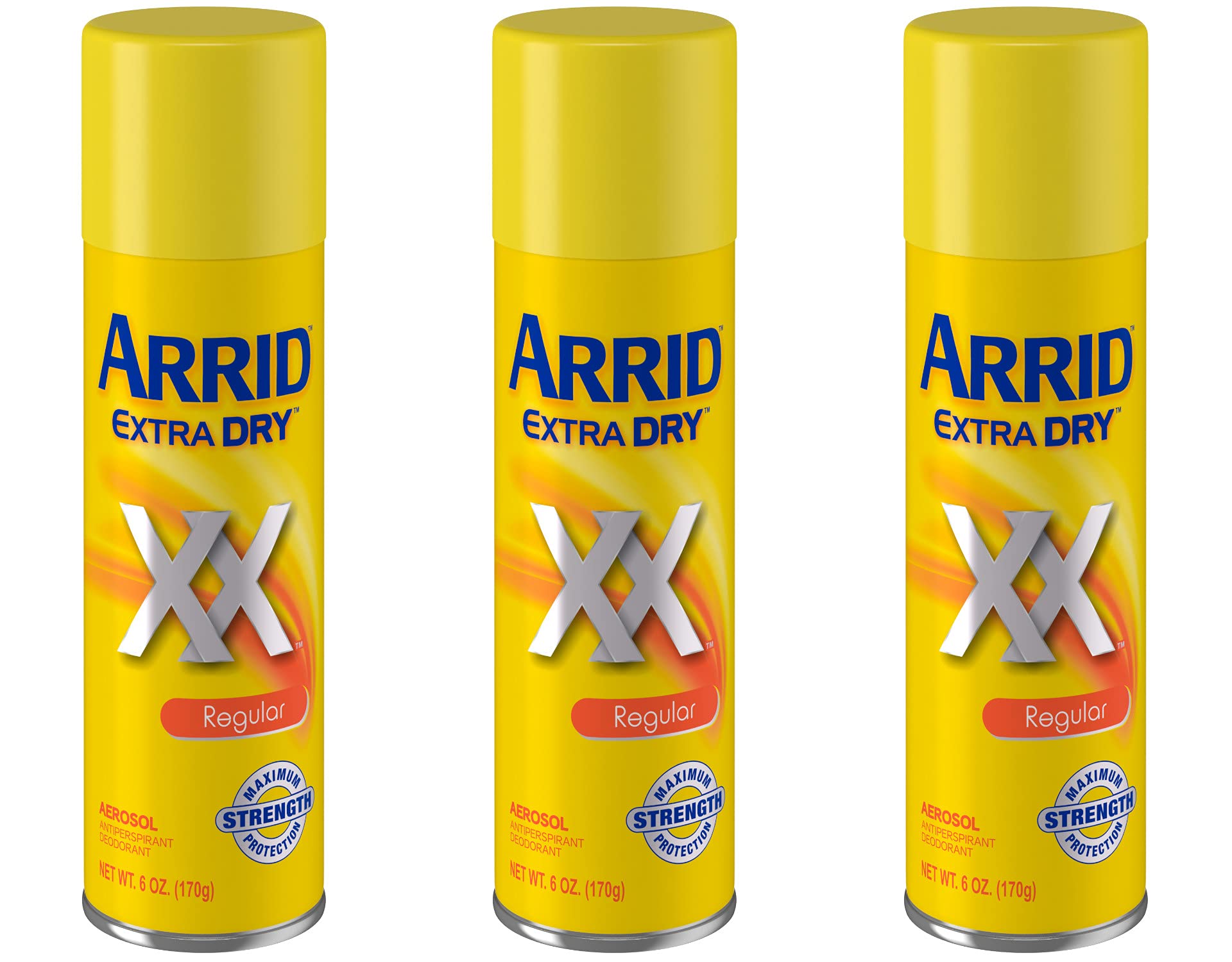 Arrid Extra Dry spray pack-of-3 bottles offering long-lasting odor protection.