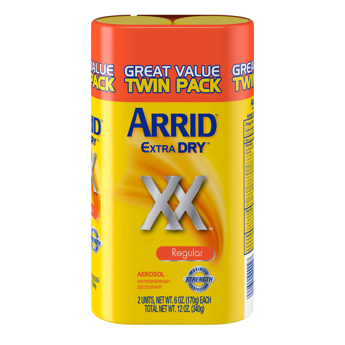 Arrid XX Extra Dry spray-action image shows quick-dry protection for active days.
