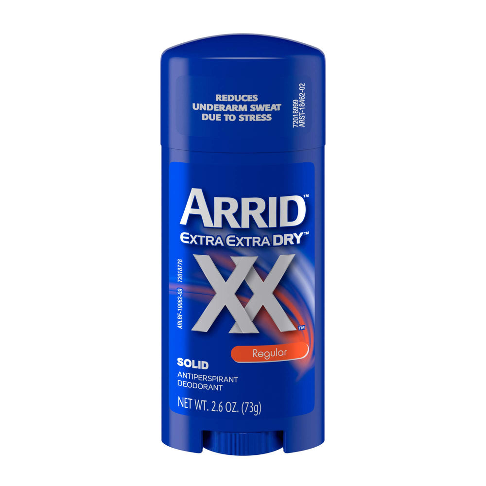 Arrid XX Extra Extra Dry solid antiperspirant front view, six-pack ready for daily protection.