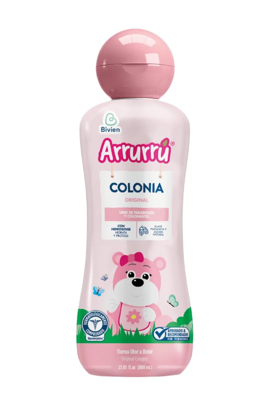 Arrurru Naturals Colonia Original Pink bottle with soft mist for baby's routine.