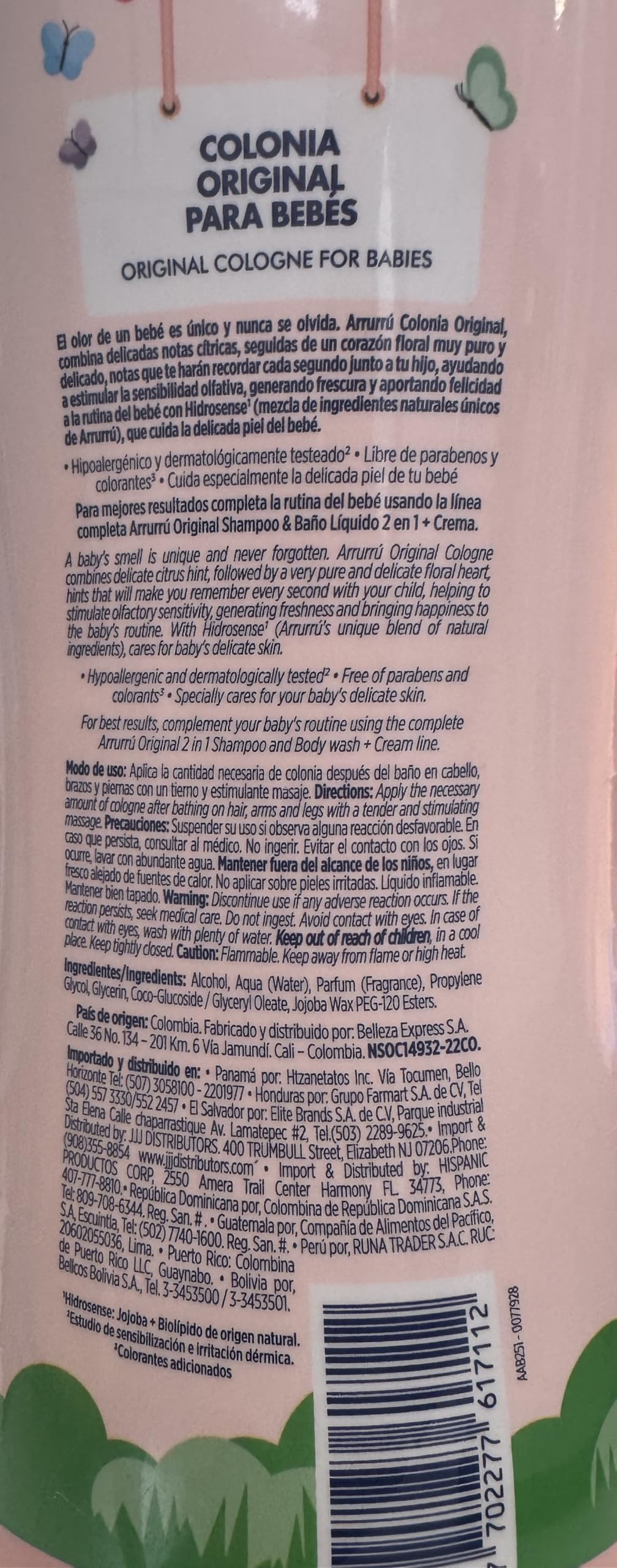 Arrurru Naturals Colonia Original Pink mist on fabrics for baby's bedtime routine.