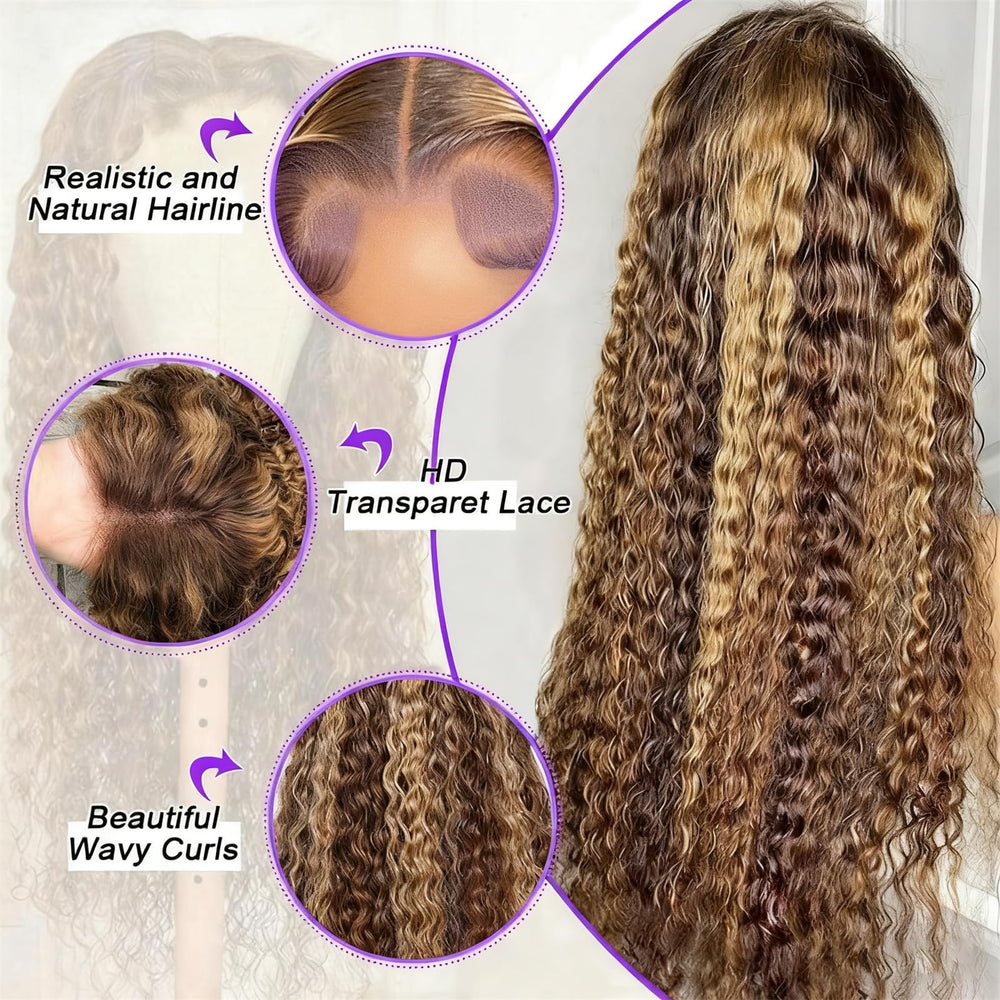 Arseomi honey blonde ombre wig closeup reveals silky texture and luminous color.