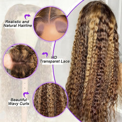 Arseomi honey blonde ombre wig closeup reveals silky texture and luminous color.