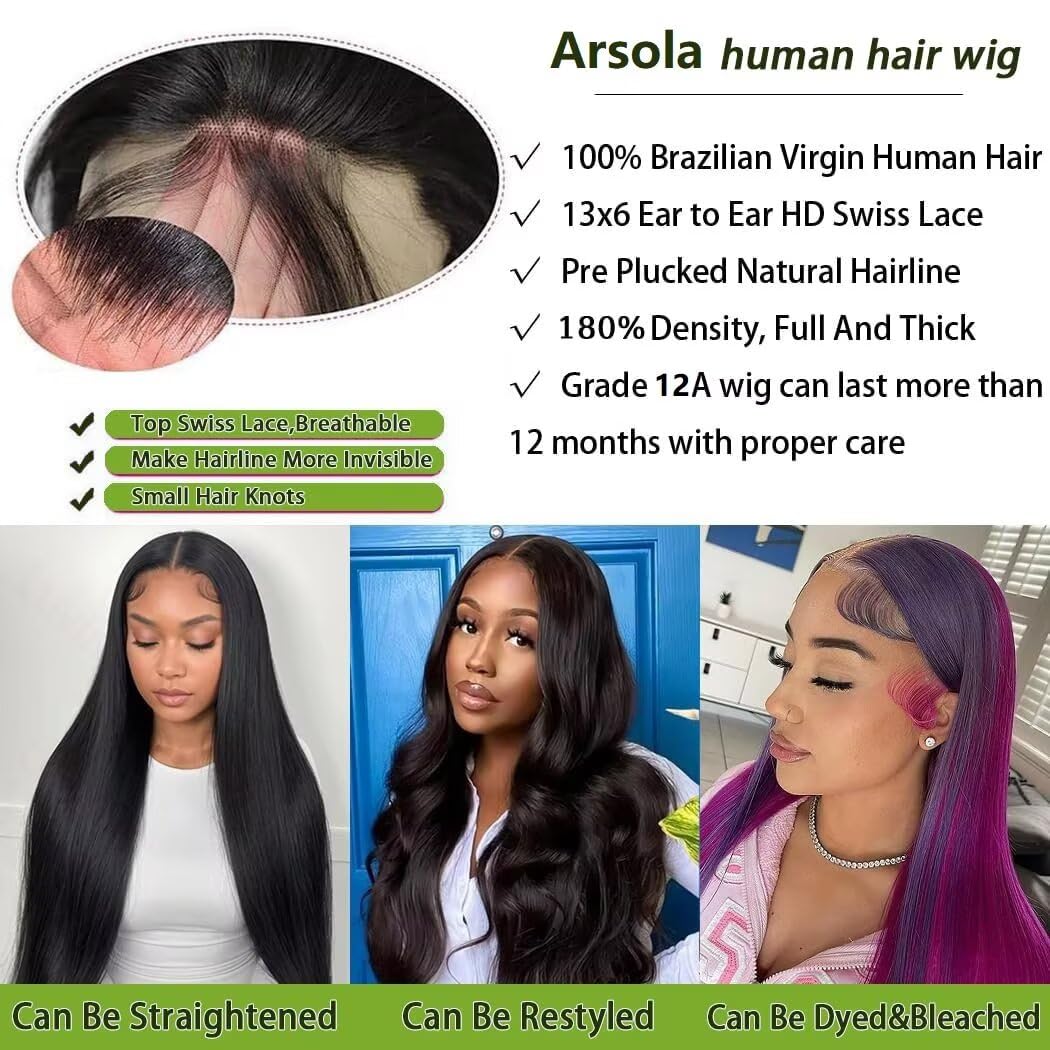 Arsola 30-inch lace front wig HD lace on skin demonstrates seamless scalp blend.